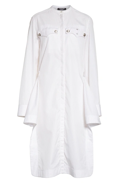 Shop Calvin Klein 205w39nyc Pinstripe Cotton Poplin Dress In White/ Red