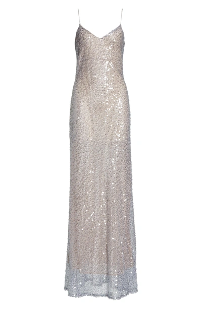 Shop Galvan Sequin Gown In Silver