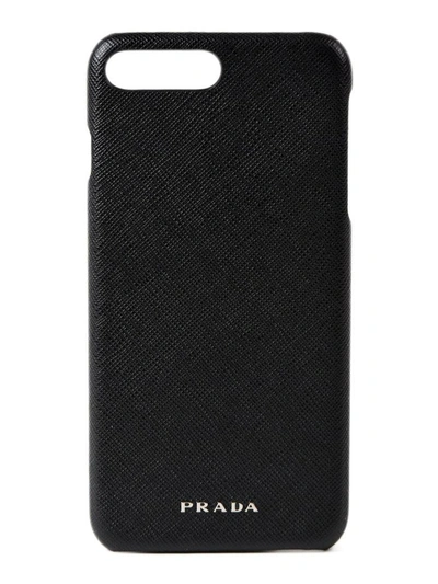 Shop Prada Saffiano Travel Iphone 7 Plus Cover In Nero