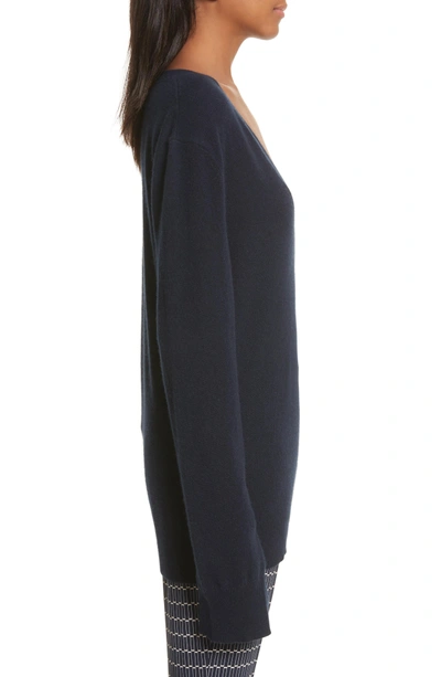 Shop Theory Button Sleeve Cashmere Sweater In Deep Navy