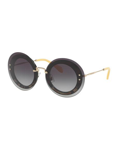 Miu Miu Mu10rs Reveal Round-frame Sunglasses In Black | ModeSens