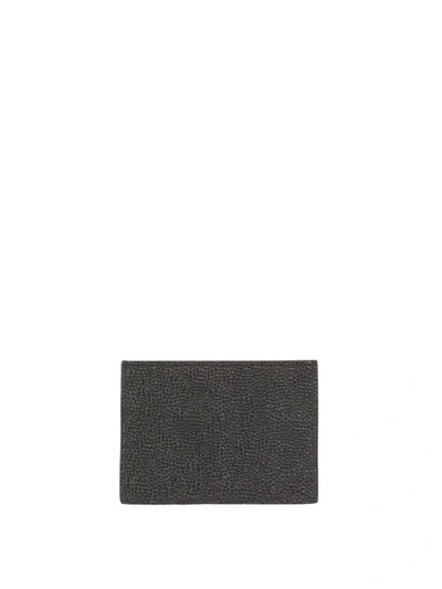 Shop Thom Browne Pebbled Leather Card Holder In Nero