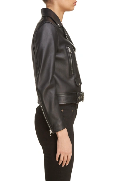 Shop Acne Studios Mock Core Leather Moto Jacket In Black