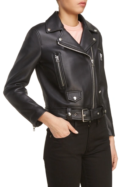 Shop Acne Studios Mock Core Leather Moto Jacket In Black