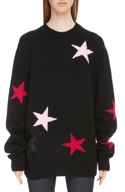 Shop Givenchy Star Cutout Wool Sweater In Black