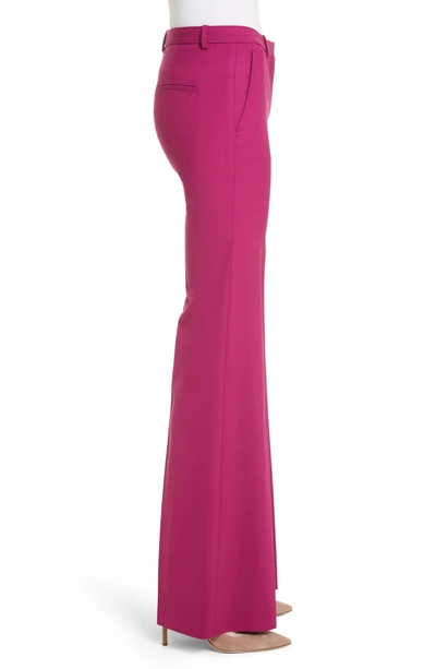 Shop Theory Demetria 2 Flare Leg Good Wool Suit Pants In Electric Pink