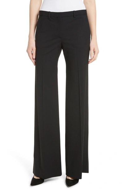 Shop Theory Demetria 2 Flare Leg Good Wool Suit Pants In Black