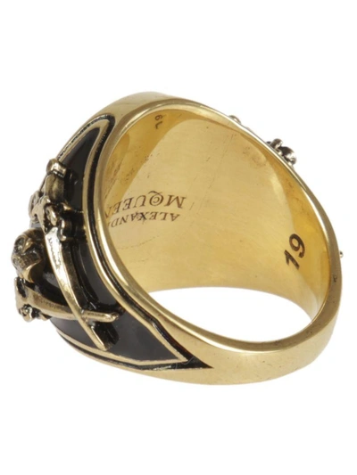 Shop Alexander Mcqueen Skull Ring In Metallic