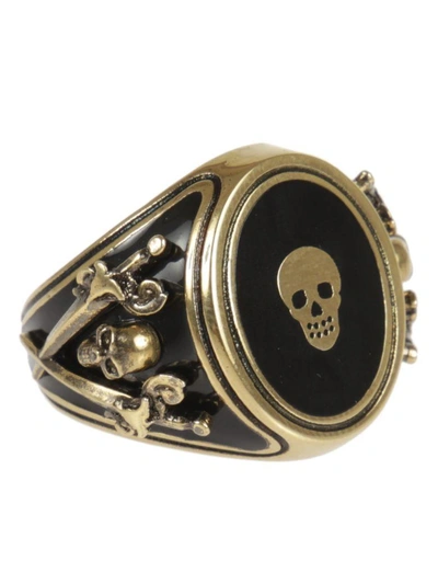 Shop Alexander Mcqueen Skull Ring In Metallic