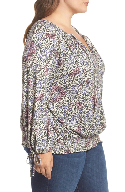 Shop Lucky Brand Print Smocked Peasant Top In Multi