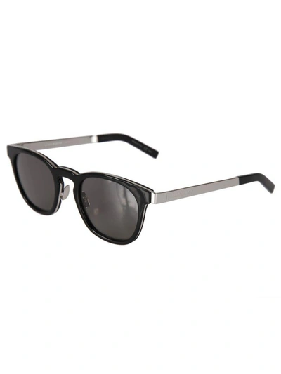 Shop Saint Laurent Classic 28 Combi Sunglasses In Black-silver-grey