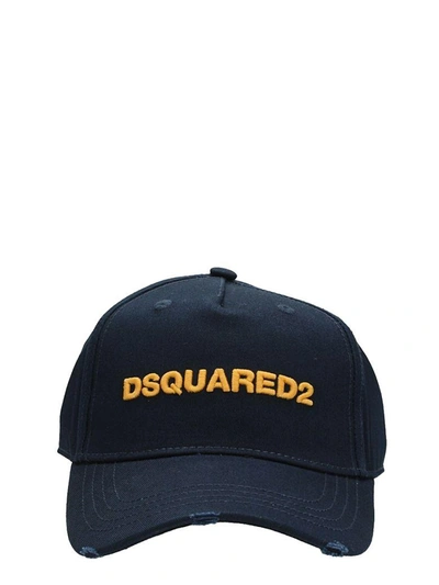 Shop Dsquared2 Logo Blue Cotton Baseball Cap