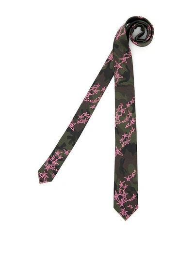 Shop Valentino Camouflage Jacquard Silk Tie In Camou Aemy Soft Pink (pink)