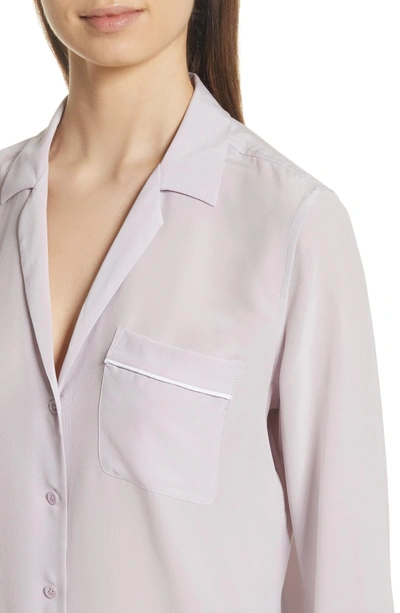 Shop Equipment Keira Piped Silk Shirt In Violet Ice