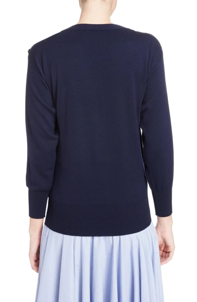 Shop Loewe Summer Love Boatneck Sweater In Navy Blue