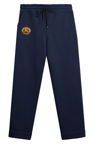 Shop Burberry Vintage Crest Sweatpants In Midnight Blue