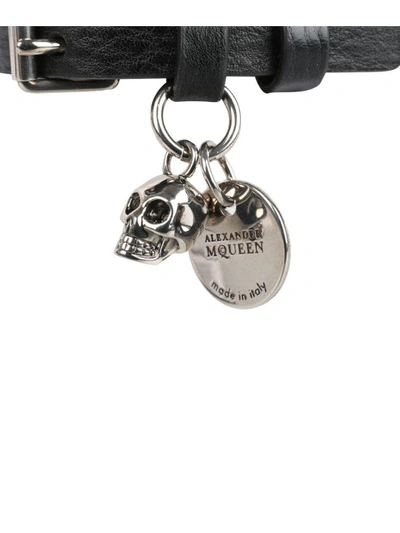 Shop Alexander Mcqueen Skull Leather Bracelet In Nero