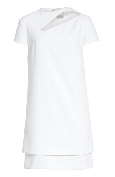 Shop Versace Cutout Stretch Cady Dress In Optical White