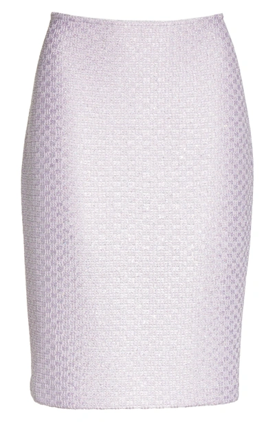 Shop St John Hansh Sequin Knit Pencil Skirt In Lilac Multi