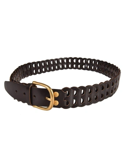 Shop Tom Ford Woven Leather Belt In Brown-gold