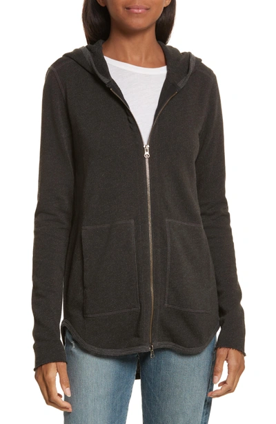 Shop Atm Anthony Thomas Melillo Front Zip Hoodie In Charcoal Heather