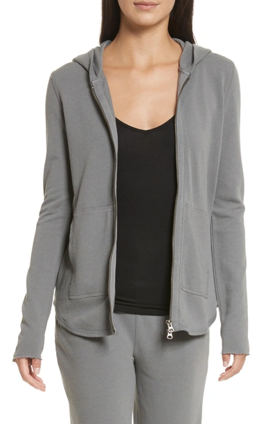 Shop Atm Anthony Thomas Melillo Front Zip Hoodie In Solid Dark Grey