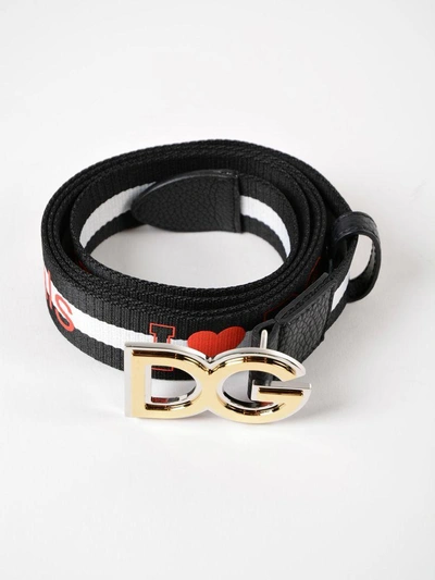 Shop Dolce & Gabbana Dg Miller Belt In Black/white