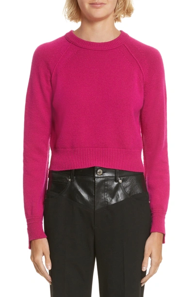Shop Helmut Lang Cashmere Crop Sweater In Magenta