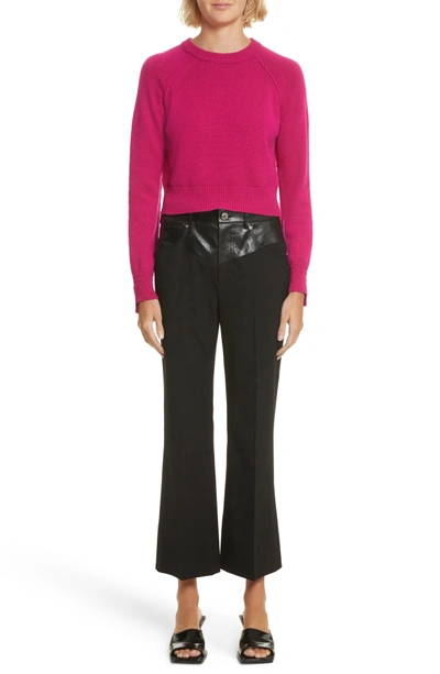 Shop Helmut Lang Cashmere Crop Sweater In Magenta