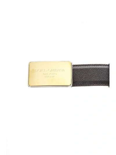 Shop Dolce & Gabbana Logo Plaque Leather Belt In Black