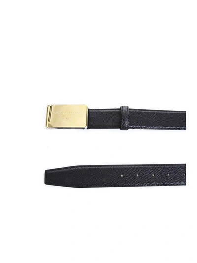 Shop Dolce & Gabbana Logo Plaque Leather Belt In Black