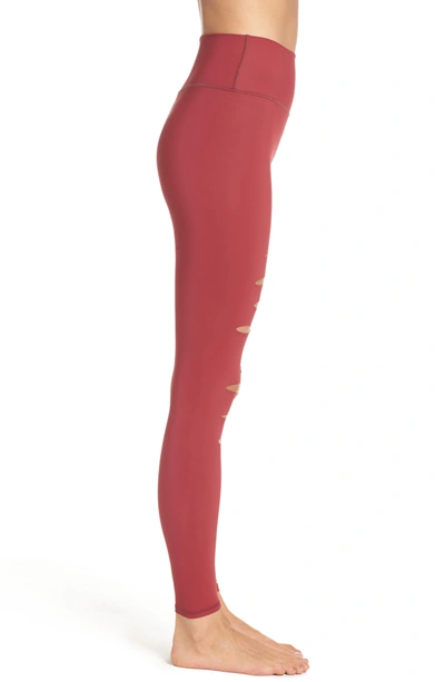 Shop Alo Yoga Ripped Airbrush Leggings In Red Velvet