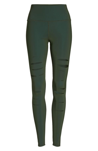 Shop Alo Yoga Ripped Airbrush Leggings In Hunter