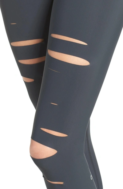 Shop Alo Yoga Ripped Airbrush Leggings In Anthracite