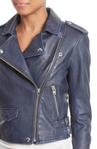 Shop Iro 'ashville' Leather Jacket In Navy