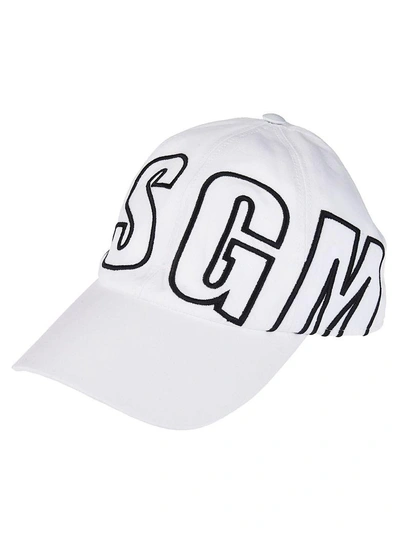 Shop Msgm Logo Baseball Cap In Bianco