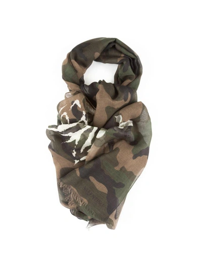 Shop Valentino Camouflage Mariposa Scarf In Basic