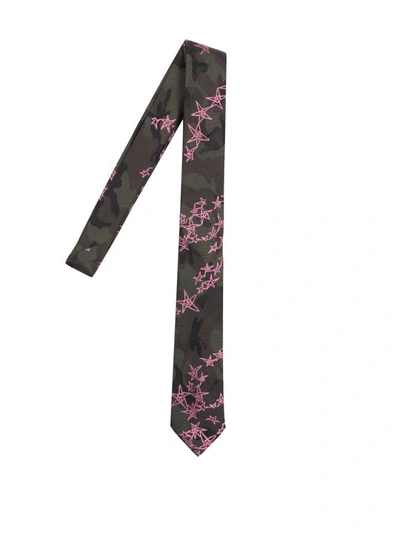 Shop Valentino Silk Jacquard Tie In Verde