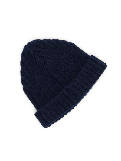 Shop Marni Ribbed Beanie In Navy