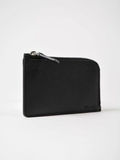 Shop Prada Saffiano Card Holder In Nero