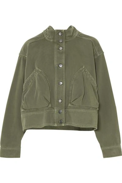 Shop Valentino Oversized Cotton-twill Jacket In Army Green