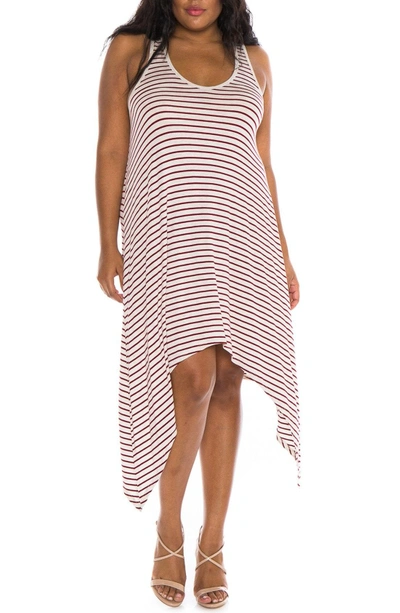 Shop Slink Jeans Stripe Tank Dress In Oat/ Wine