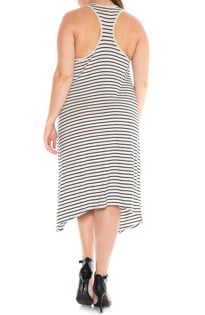 Shop Slink Jeans Stripe Tank Dress In Oat/ Black