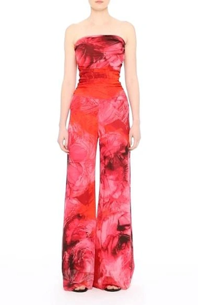 Shop Fuzzi Print Tulle Strapless Jumpsuit In Lima