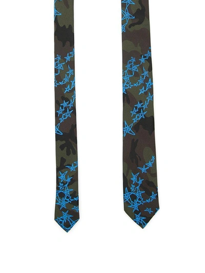 Shop Valentino Camouflage Jacquard Silk Tie In Camou Army Roy Al Blu (blue)