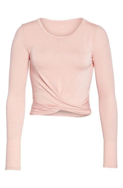 Shop Alo Yoga Cover Wrapped Tee In Powder Pink