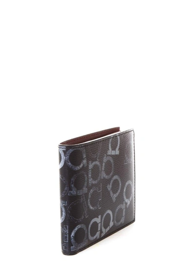 Shop Ferragamo Gancini Leather Wallet In Black/grey