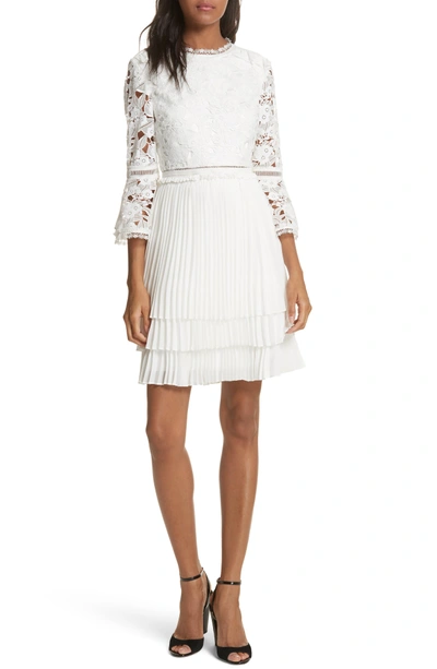 Shop Ted Baker Stefoni Lace Bodice Pleated Dress In Natural