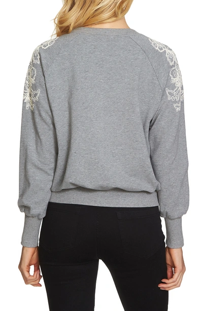 Shop 1.state Embroidered Shoulder Sweatshirt In Smoke Heather