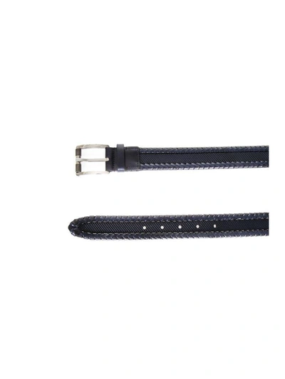 Shop Ferragamo Woven Leather Belt In Blue